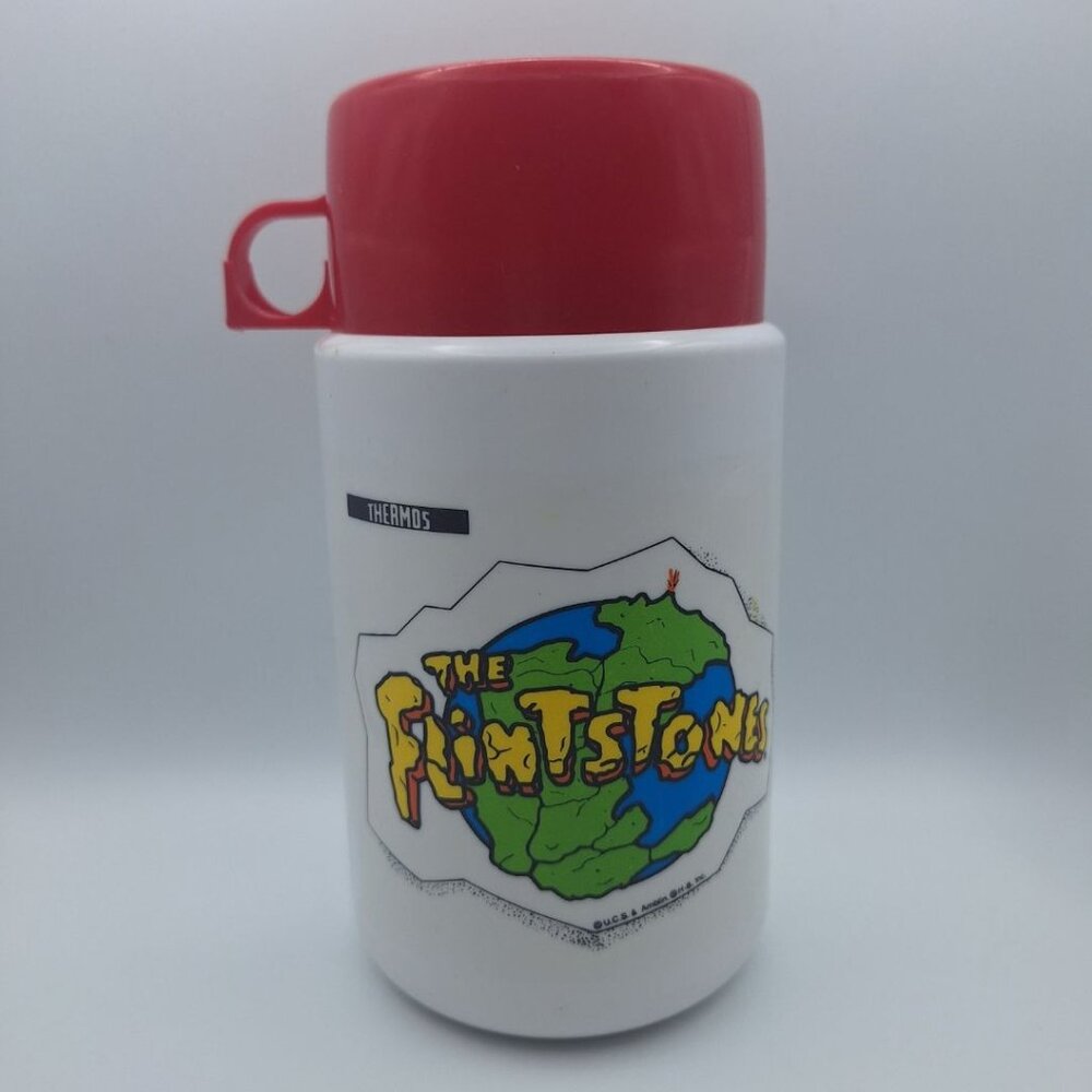 Flintstones Thermos 90s Cartoon TV Show Millennial Nostalgia Red‎ Cup Lid 3700